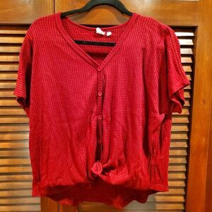 Tie Front button down T shirt | size L
